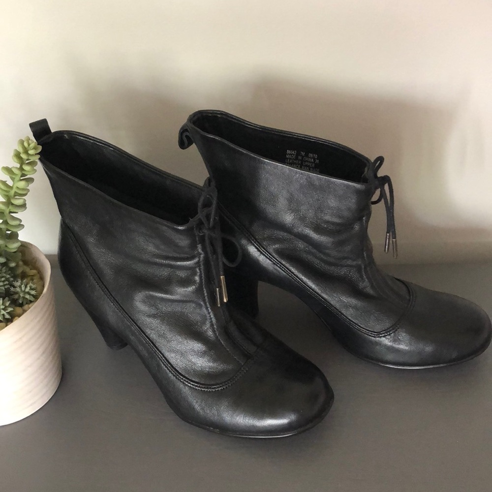 Indigo By Clarks Black Ankle Boots Tie Detail 7M